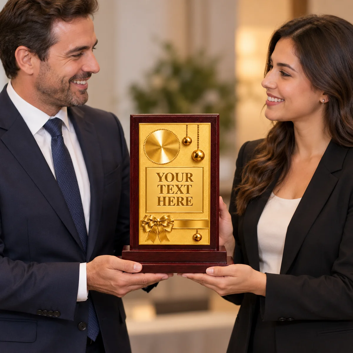 Wooden Framed Gold Plate Award - view 3